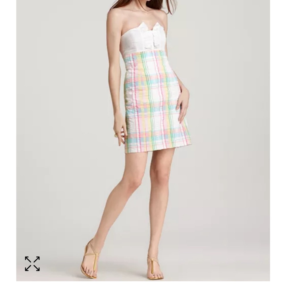 Lilly Pulitzer Franco Strapless Plaid Seersucker Dress
